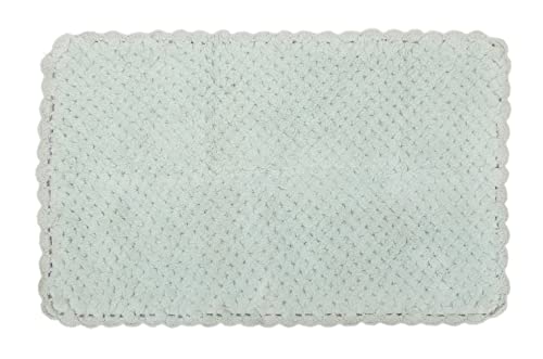 Image of THE HOME TALK Cotton Bathmats | Water Absorbent Runners | Regular Striped Rugs | Floor Mats for Kitchen, Bathroom & Sink | Ultra Soft Mats | Non-Slip Store (Dusky Blue, 40x60 CM)