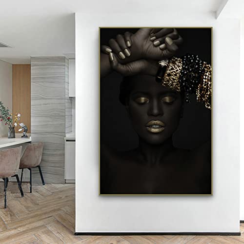 Peinture toile femme africaine pour réchauffer un grand mur blanc sans cadre imposé