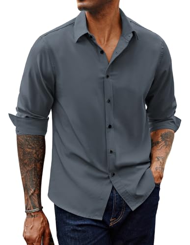 PJ PAUL JONES Herren Hemd Langarm Business Hemden Regular Fit Stretch Freizeithemden für Männer (Blau-Grau, XL) PJ PAUL JONES Herren Hemd Langarm Business Hemden Regular Fit Stretch Freizeithemden für Männer (Blau-Grau, XL)