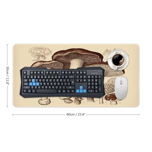 Tapis de souris grand format imperméable avec illustration de champignons rétro - 2