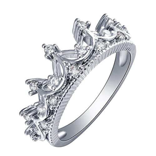 Kronenring für Damen Silber, Damen Ringe 54 Elegant Zirkonia Modeschmuck Cocktail Party Elegant Jahrestag Geschenk