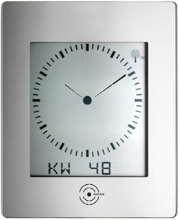 TFA Dostmann Dialog Reflex Digitale Funk-Wanduhr, 60.4507, mit analogem Zifferblatt, Raumklima, mit Sensortasten, silber, (L) 240 x (B) 39 x (H) 285 mm