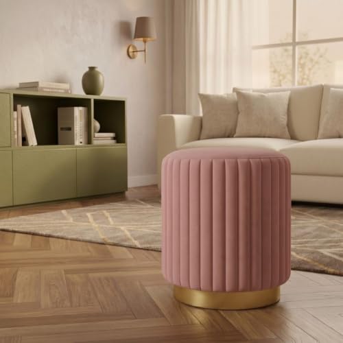 Image of Velum 3 Seater Sofa for Living Room & Office | Premium Fabric Upholstery | Solid Wood Frame | Comfortable Seating | 3 Years Warranty (Blush Pink, Seating Pouffe)