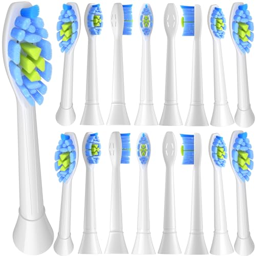 ITECHNIK Ersatzbürsten Kompatibel mit Philips Sonicare Elektrische Zahnbürste, 16er Weiß Diamond Schallzahnbürstenköpfe, Modell-HX6016 Medium Aufsteckbürsten