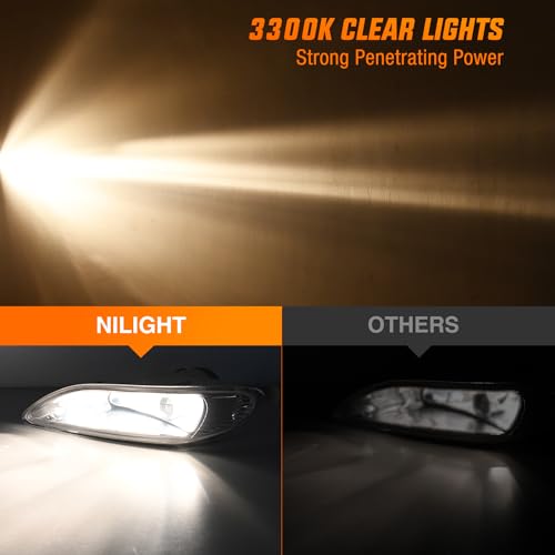 Image of Nilight Fog Light Assembly Compatible with 2002 2003 2004 Toyota Camry 2005 2006 2007 2008 Toyota Corolla 2002 2003 2004 Toyota Camry Fog Lamps Replacement Clear Lens with 9006 12V 55W Bulbs