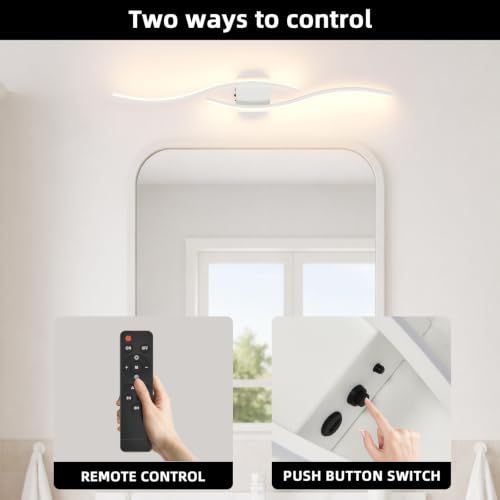 Image of Battery Powered Wall Sconces Set of 2, White 39.4 inch LED Dimmable Wall Sconce with Remote Control /Timer /Memory, USB Rechargeable Wall Lights for Living Room Bedroom Hallway