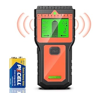 Rilevatore Tubi e Cavi Elettrici - Scanner Multifunzione con Display LCD e Allarme Sonoro, Rilevatore di Fili per Legno, Cavi AC, Metallo, Travetti e Tubi (Arancione)