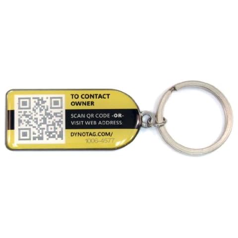 Dynotag® Web Enabled Smart Keychain Tag with DynoIQ™ & Lifetime Recovery Service. Deluxe Coated Steel, with Steel Key Ring Cover