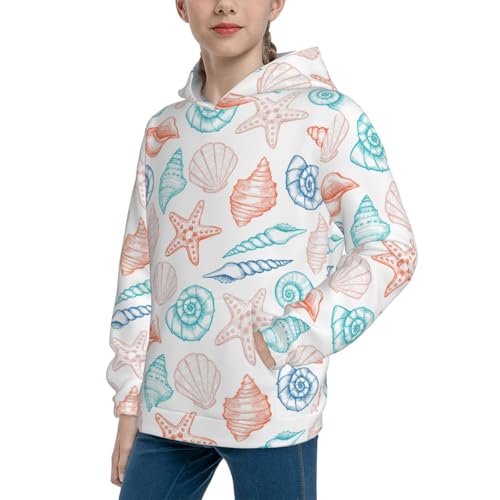 Colorful Seashells1 Kid Hoodies Boys Sweatshirts Girls Pullover with Pocket2