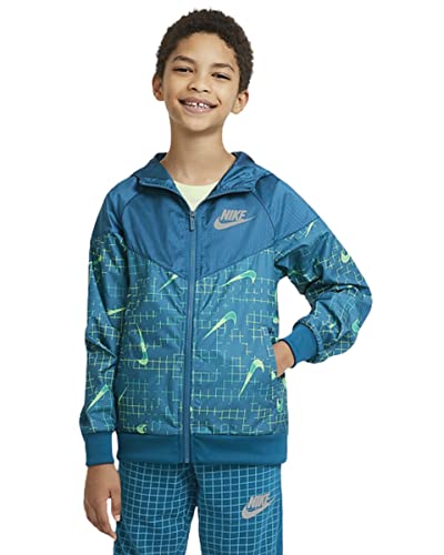 Nike Sportswear Windrunner Big Kids (Boys) Jacket (X-Large, Green Abyss/Barely Volt)