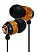 Bastex Universal Earphone/Ear Buds 3.5mm Stereo Headphones in-Ear Tangle Free Cable with Built-in Microphone Earbuds for iPhone iPod iPad Samsung Android Mp3 Mp4 and More-Gold/Black