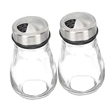 Cabilock 2 Mehrzweck Gewürzflaschen aus Glas und Edelstahl 110ml Wiederverwendbare Salzstreuer und Pfefferflaschen für Grillen und Camping Praktisches Gewürzglas Satz