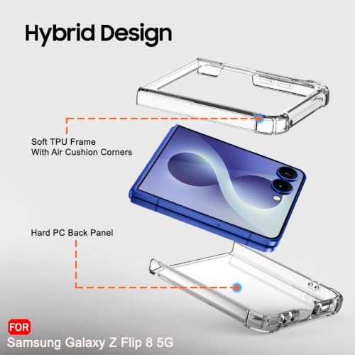 Image of TheGiftKart Crystal Clear Back Cover Case for Samsung Galaxy Z Flip 8 5G | 360 Degree Protection | Shock Proof Design | Hard Back Cover Case for Samsung Z Flip8 5G (PC & TPU, Transparent Bumper)
