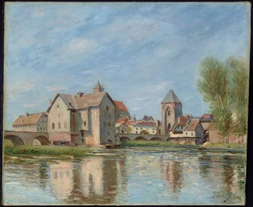 Toile le Pont et les Moulins de Moret Sisley affiche déco murale 60x90