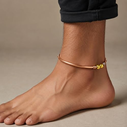 Image of SHINDE EXPORTS adjustable pure copper leg anklet bracelet kada for men and women indian jewelry