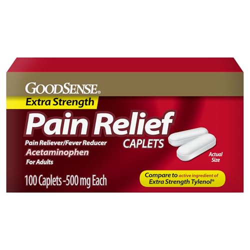 GoodSense Extra Strength Pain Relief - Acetaminophen Caplets 500 mg - Headache, Muscle Ache, Arthritis Relief, 100 Count