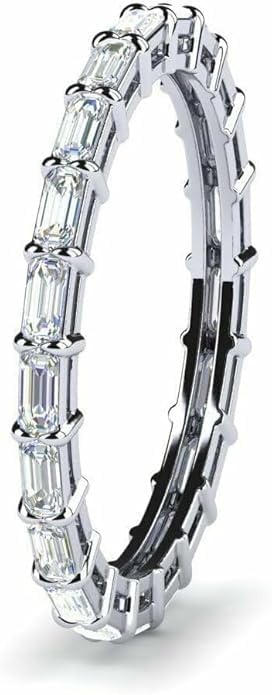 Lab Diamond Eternity Ring, 2.00 Carat Baguette Cut, 14K White Gold Wedding Band, Sterling Silver2