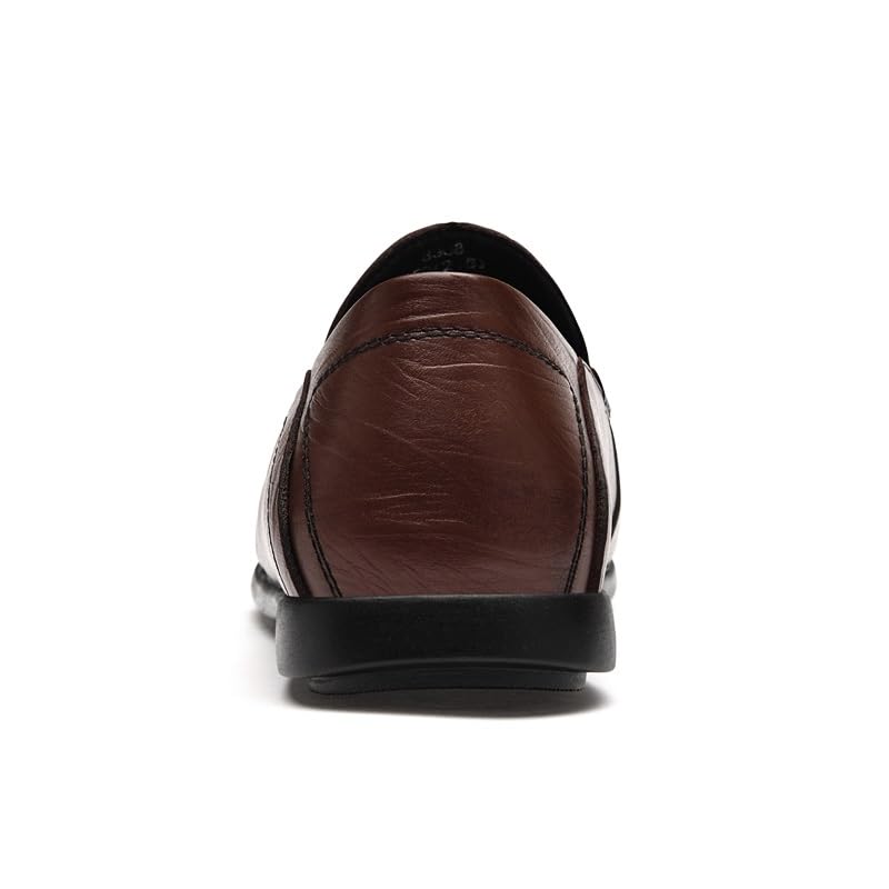 Mens Loafers Round Toe Leather Loafer Shoes Anti-Slip Flexible Slip Resistant Prom Slip-on4