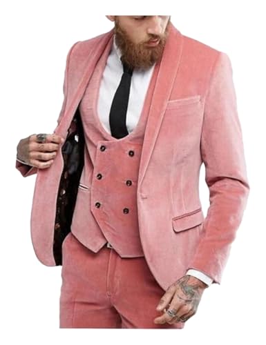 Men's 3 Piece Velvet Suit Velvet Blazer One Button Tuxedo Slim Fit Luxurious Blazer Party Dinner Jacket & Pants2