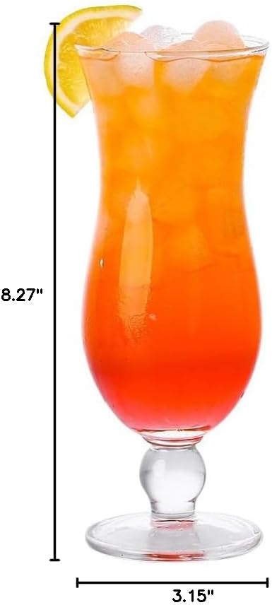 Stylish Set of 2 Glassware - Hurricane Glasses, Ideal for Milk Tea, Mojitos, Whiskey and Cocktails, Elevate Your Drink Experience