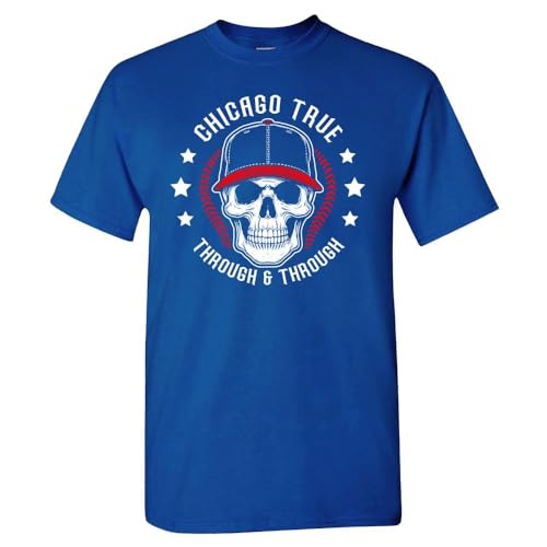 Chicago True Through & Through Men's Skull T-Shirt for Chicago Fans (Royal Shirt,2XL)
