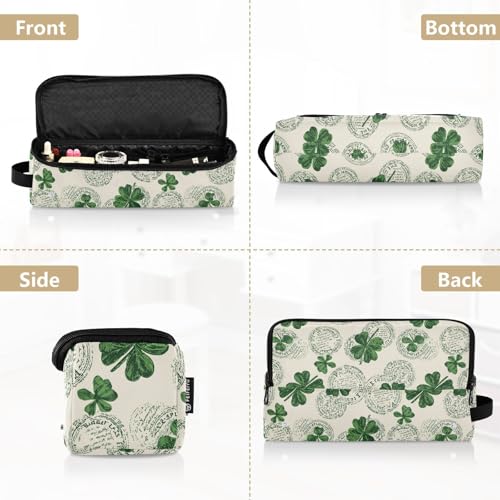Bolsa de viaje beige Clover Stamp para planchas de cabello, rizadores y accesorios de cuidado capilar. Organizador portátil resistente al calor para mujeres. miniatura 5