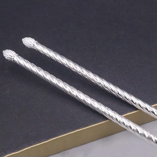 Pure S999 Fine Adult Chopsticks - Handcrafted Twist Carved Tableware Health - 8.26" , 39g - Gift All Occasions