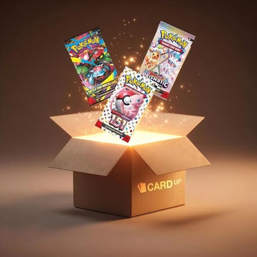 Pokémon Booster Set mit 3 zufälligen Deutschen Boosterpacks und Card-Up Überraschung Trading Card Game Sammelkarten