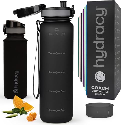 Hydracy Water Bottle with Time Marker -Large 32 oz BPA Free Water Bottle & No Sweat Sleeve -Leak...