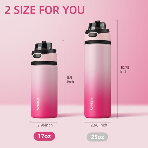 Image of BJPKPK 17oz Insulated Water Bottle with Straw Lid & Handle, Stainless Steel | Leak-Proof 2-in-1 Straw & Spout Lid, BPA-Free Vacuum Insulated Bottle Fits Cup Holders for Gym, Office, Travel & Outdoor