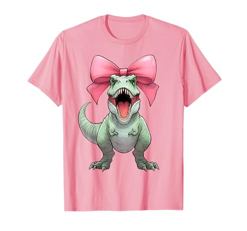 Coquette Bow T-Rex Dinosaur Tyrannosaurus Rex Ribbon Mom Camiseta