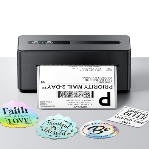 TATTMUSE Bluetooth Thermal Label Printer, 4X6 Shipping Label Printer for Small Business, Wide Format Plotter Printer Compatible with Phone, iOS, Android, Windows, Mac, Amazon, Ebay, Shopify, Black