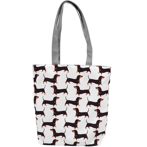 TOYANDONA Bolso Tote Grande Capacidad para Mujer con Estampado Perro Salchicha Bolsa de Hombro Portátil y Resistente para Almacenamiento Diario y Compras