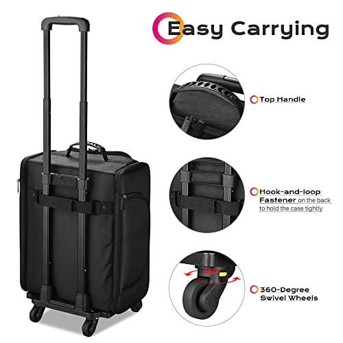 Byootique Rolling Makeup Train Case Soft Sided Travel Cosmetic Organizer Storage Trolley Suitcase Removable Bag Folding Hand Truck With Heat Insulation Side Pocket 6 Toiletry Bags Makeup Artist #TOP5
