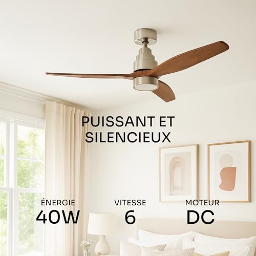 Ventilateur de plafond ultra silencieux avec télécommande et lampe LED - 3