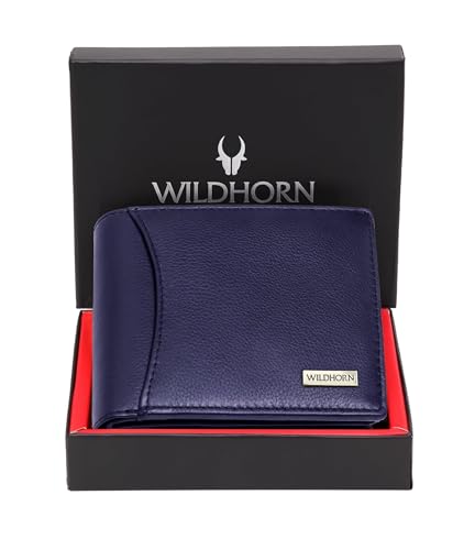 Image of WildHorn Rfid Protected Leather Wallet For Men, Cobalt Blue