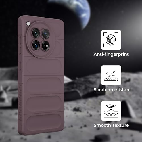Image of A rtistque Back Cover Case for OnePlus 12 5G | with Inner Fabric | Stylish AirBag Case | Liquid Stripe Silicone | Camera Protection | Anti Slip Grip | OnePlus 12 Back Cover - Purple