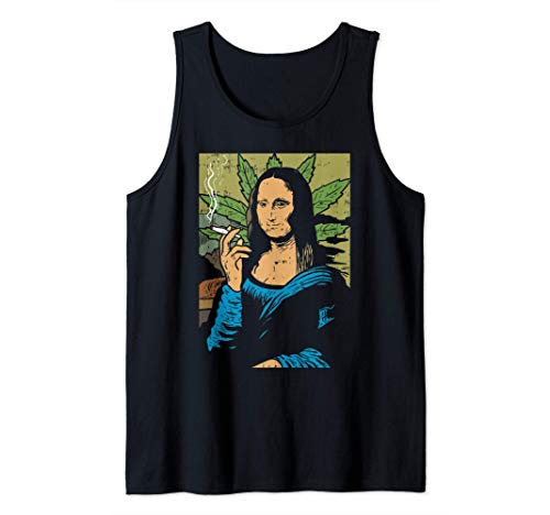 Mona Lisa Smoking A Joint Funny Weed Cannabis Stoner Gift Tank Top