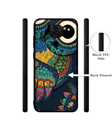 Image of Owl Illustration Design Premium 2D Printed Metal Back Case Cover for Mi Redmi Note 9 4G