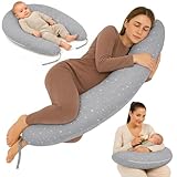 Totsy Baby Cojin Lactancia y Embarazo 190cm – Almohada para Dormir de Lado Descanso y relajación Ideal para futuras mamás Forma en C Oeko-Tex