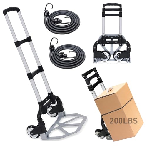Herramientas Especializadas, Tools RAMSPIT Plegable para Carretilla de Mano, 200LBS Diablito de Carga Plegable, Diablito Plegable de Aluminio con asa telescópica y Ruedas de Goma, odamientos...