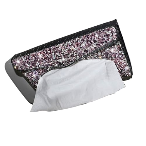 Caja de Pañuelos Caja de pañuelos for parasol for coche, servilletero colgante cuero PU, funda for toalla papel brillante cristal Fundas para Porta Pañuelos(Purple)