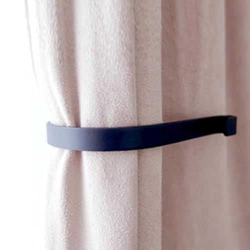 Refila Curtain Holdbacks (Set of 2), Wall Mounted Drapery Tiebacks with Screws, Metal Decorative Window Drapery Holder Curtain Hook, Black