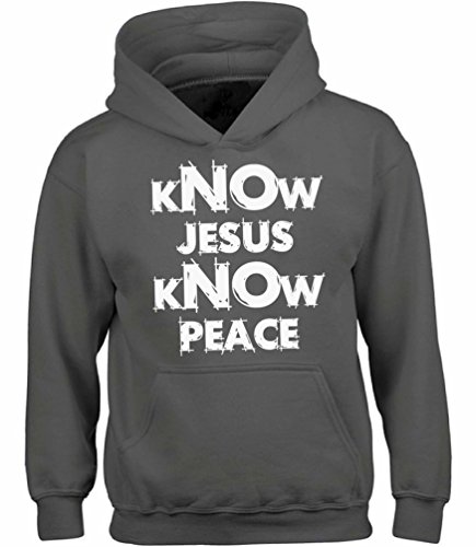 VIZOR Unisex Know Jesus Know Peace Hoodie Sweatshirt Jesus Hoodie Sweatshirt Charcoal 4XL
