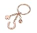 Produktbild TROIKA GLÜCKSBRINGER "Hufeisen"  KR16-11/RG  Schlüsselanhänger mit 3 Anhängern  Hufeisen, Kleeblatt, Marienkäfer  Metallguss/Emaille glänzend  verchromt  rose-gold  TROIKA-Original