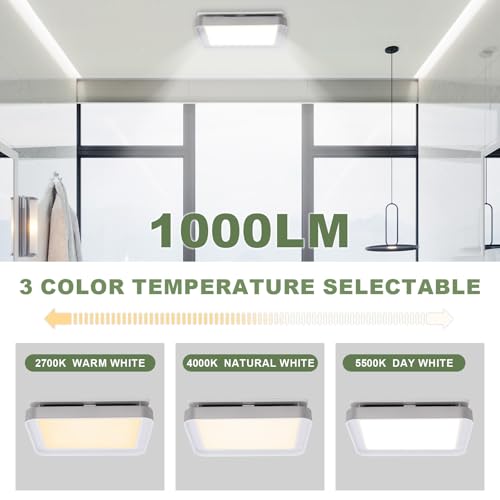 Image of Akicon Bathroom Exhaust Fan with Light, 50-80-100 CFM DC Motor, 1.2 Sones 3CCT LED Light 2700K /4000K /5500K with 7W Night Light Quiet Energy Saving Ceiling Fan, Silver