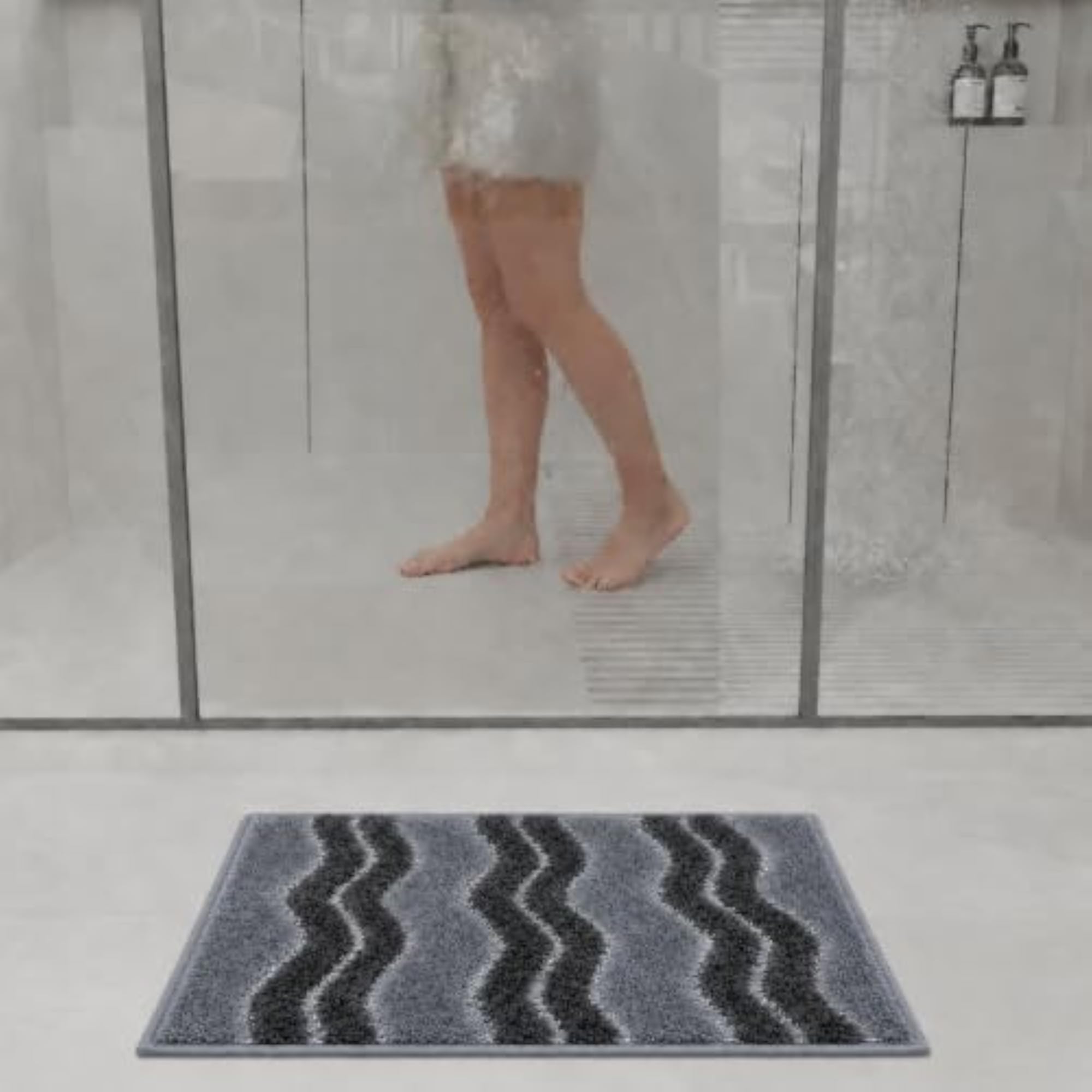 Microfiber Non-Slip Bath Mat, Grey, 50x80 cm