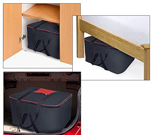 Image of XML Underbed Storage Bag (PACK OF 2) For Clothes Toys Stationery Moisture Proof Nylon Large Size Wardrobe For Travel Home And Kitchen Rectangular (BLACK)