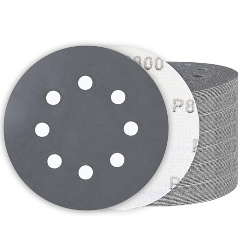 100PCS 5 Inch Hook and Loop Sanding Discs 800 Grit, 8 Holes Wet Dry Orbital Sander Sand Paper, Silicon Carbide Sandpaper for Automotive Wood Metal Glass