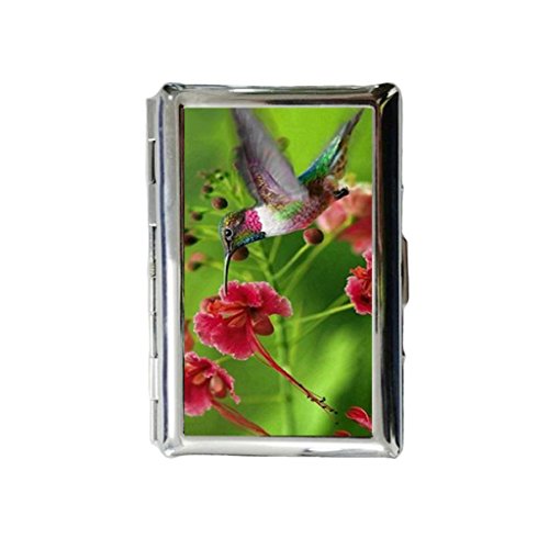 Hummingbirds Custom Rectangle Stainless Steel Cigarette case Includes Bewild Bracelet